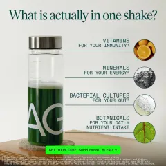 Stop managing your baseline. Start raising it. AG1 ad: Stop managing your baseline. Start raising it.