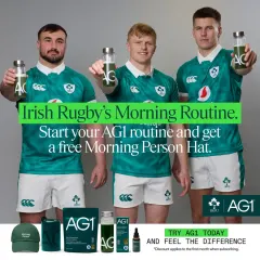 Claim Your AG1 Welcome Kit & FREE Morning Person hat AG1 ad: Claim Your AG1 Welcome Kit & FREE Morning Person hat