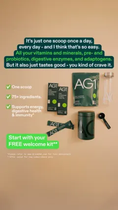 Free Welcome Kit** AG1 ad: Free Welcome Kit**